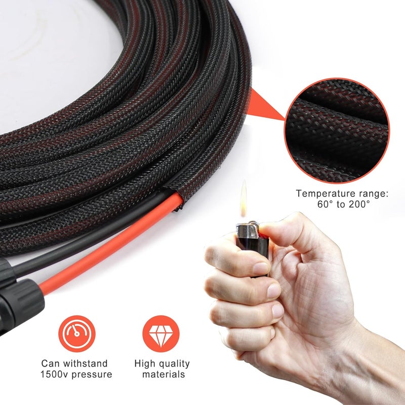 Feotech Twin Wire 75FT Solar Extension Cable - 10AWG(6mm²) Solar Panel Connector, with 6 Pairs-IP67-Male/Female Solar connectors for Outdoor Automotive RV Boat Marine Solar Panel- Black & Red - Image 2